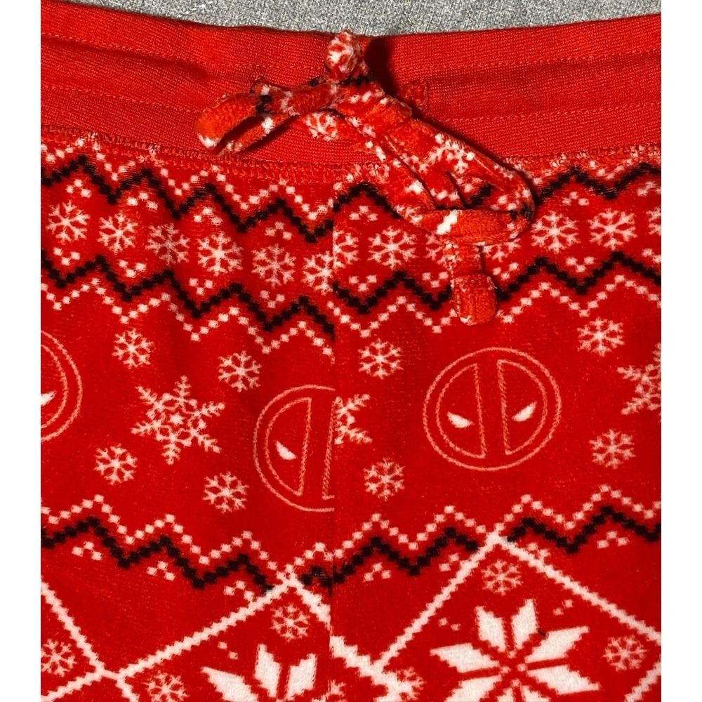 Marvel Deadpool Men's Large Red Fleece Pajama Joggers Pants Holiday Pattern - Picture 6 of 11